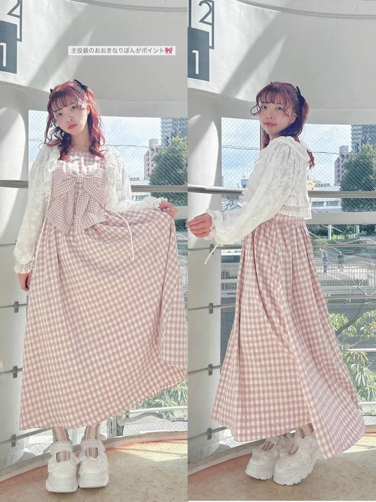 Sweet  Knot Plaid Dress New Ar - Anime Merchandise In Japanese ulasan dan harga