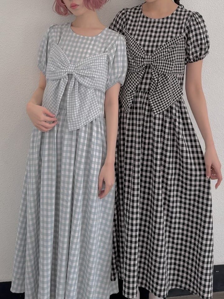 Sweet  Knot Plaid Dress New Ar - Anime Merchandise In Japanese ulasan dan harga